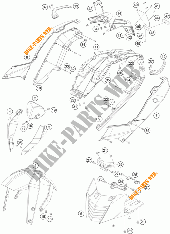 PLASTICHE per KTM 390 DUKE WHITE ABS 2016