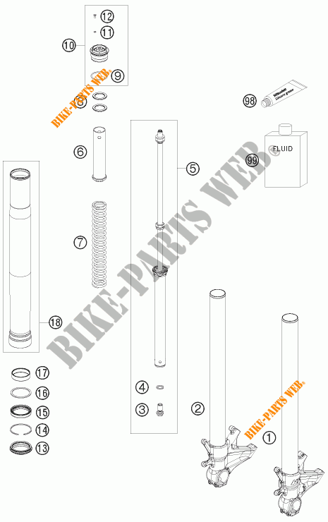FORCELLA ANTERIORE (COMPONENTI) per KTM 1190 RC8 R TRACK 2011