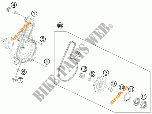 POMPA ACQUA per KTM 390 DUKE WHITE ABS 2016
