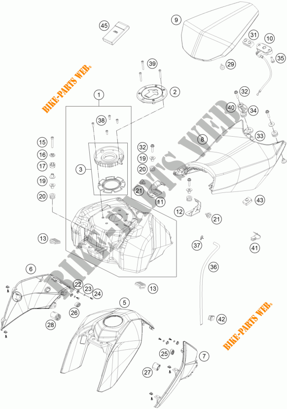 SERBATOIO / SELLA per KTM 390 DUKE WHITE ABS 2015