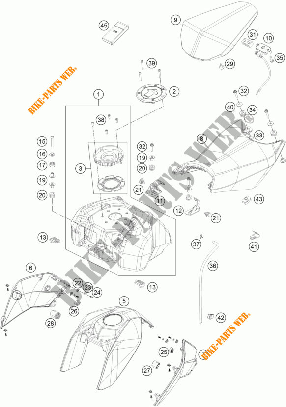 SERBATOIO / SELLA per KTM 390 DUKE WHITE ABS 2015