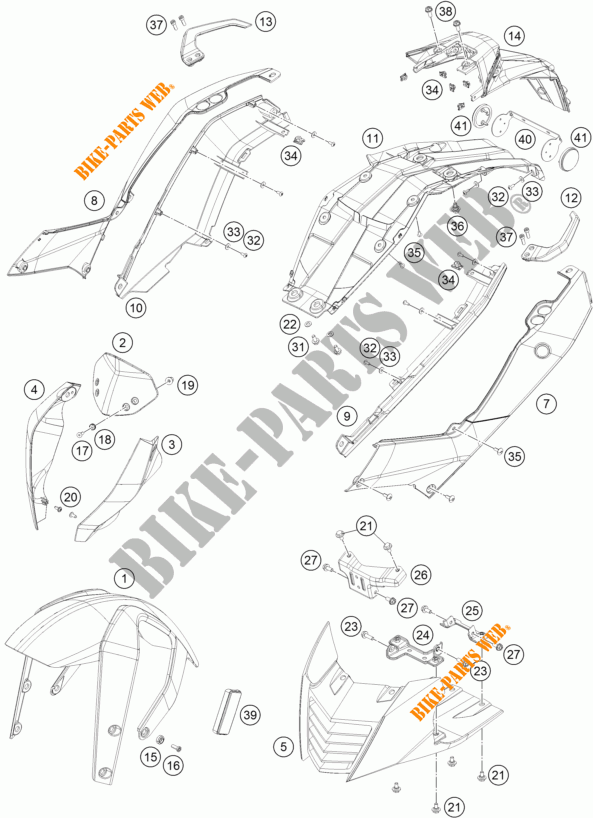 PLASTICHE per KTM 390 DUKE WHITE ABS 2015