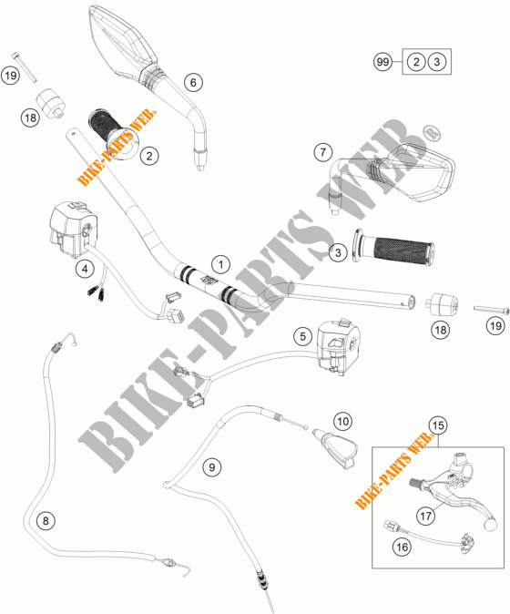 MANUBRIO / COMANDI per KTM 390 DUKE BLACK ABS 2015