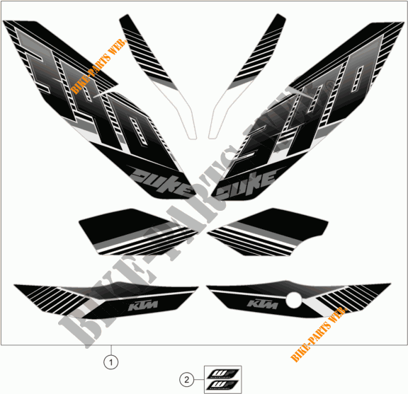 ADESIVI per KTM 390 DUKE BLACK ABS 2015