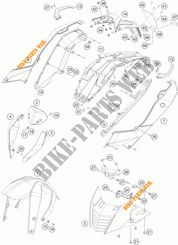 PLASTICHE per KTM 390 DUKE BLACK ABS 2015