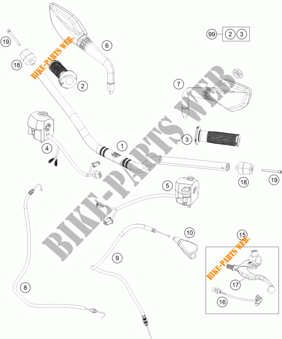 MANUBRIO / COMANDI per KTM 390 DUKE WHITE ABS 2015