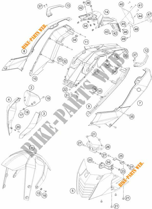 PLASTICHE per KTM 390 DUKE WHITE ABS 2015