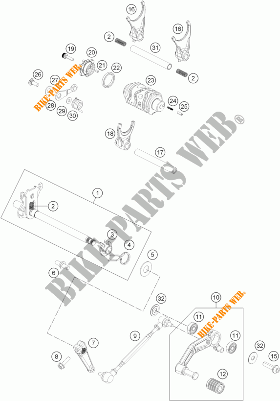 SELETTORE CAMBIO per KTM 390 DUKE WHITE ABS 2015