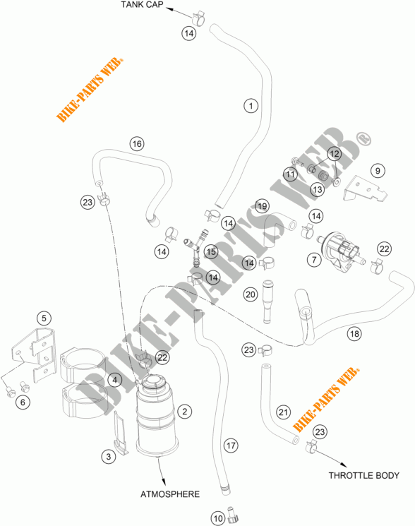 EVAPORATIVE CANISTER per KTM 390 DUKE BLACK ABS 2015