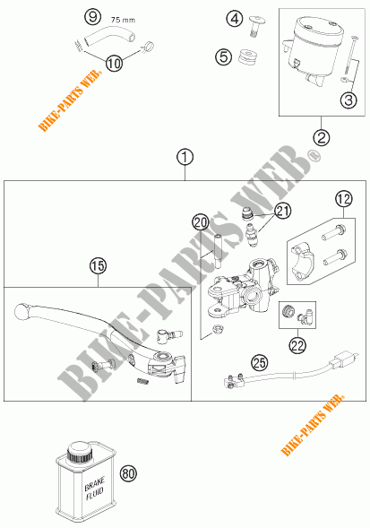 POMPA FRENO ANTERIORE per KTM 1190 RC8 R WHITE 2015