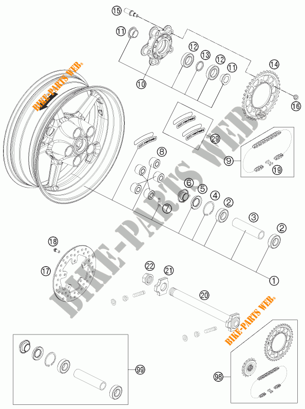RUOTA POSTERIORE per KTM 1190 RC8 R WHITE 2015
