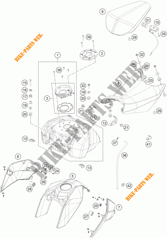 SERBATOIO / SELLA per KTM 390 DUKE WHITE ABS 2014