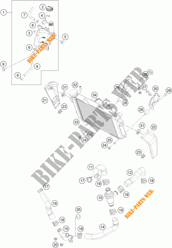 SISTEMA DI RAFFREDDAMENTO per KTM 390 DUKE WHITE ABS 2014