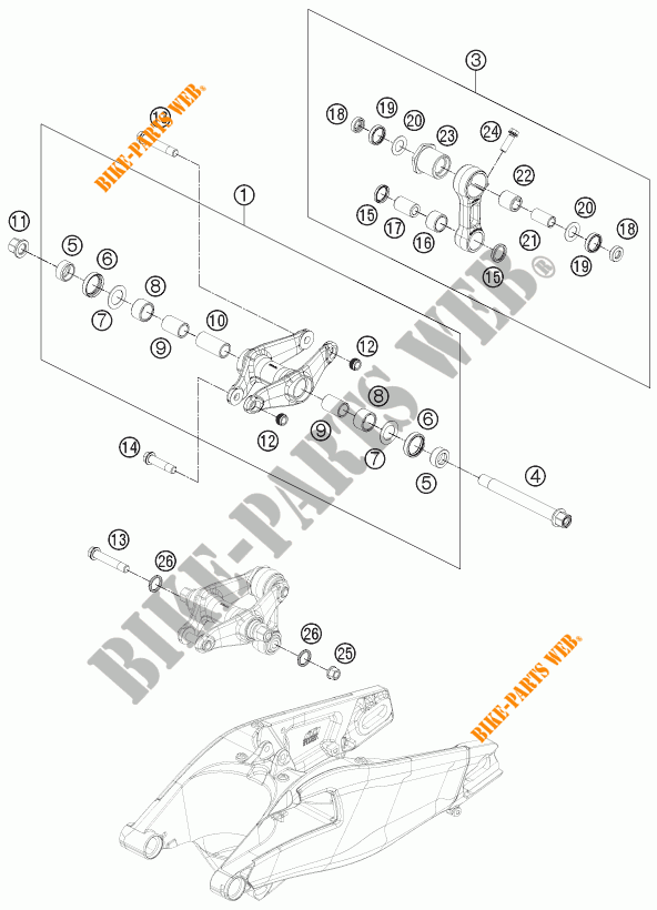 BIELLETTA AMMORTIZZATORE PRO LEVER per KTM 1190 RC8 R WHITE 2015