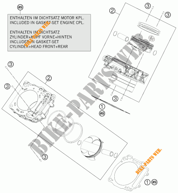 CILINDRO per KTM 1190 RC8 R WHITE 2015