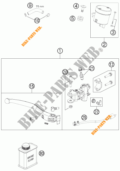 POMPA FRENO ANTERIORE per KTM 1190 RC8 R WHITE 2015