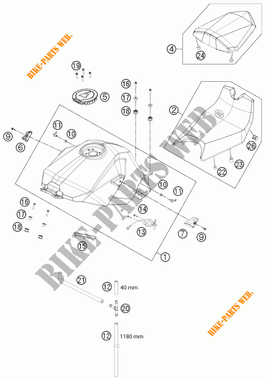 SERBATOIO / SELLA per KTM 1190 RC8 R WHITE 2015