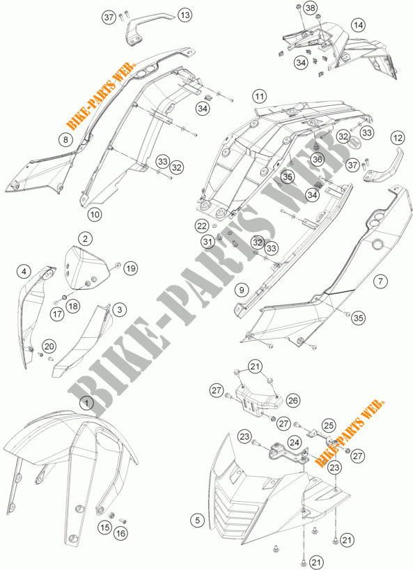 PLASTICHE per KTM 390 DUKE BLACK ABS 2014