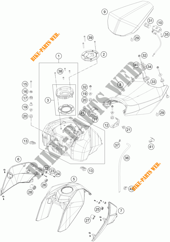 SERBATOIO / SELLA per KTM 390 DUKE BLACK ABS 2014