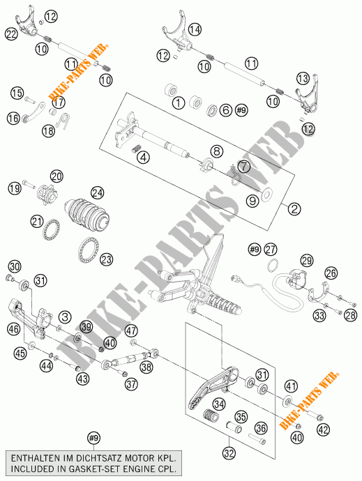SELETTORE CAMBIO per KTM 1190 RC8 R WHITE 2015