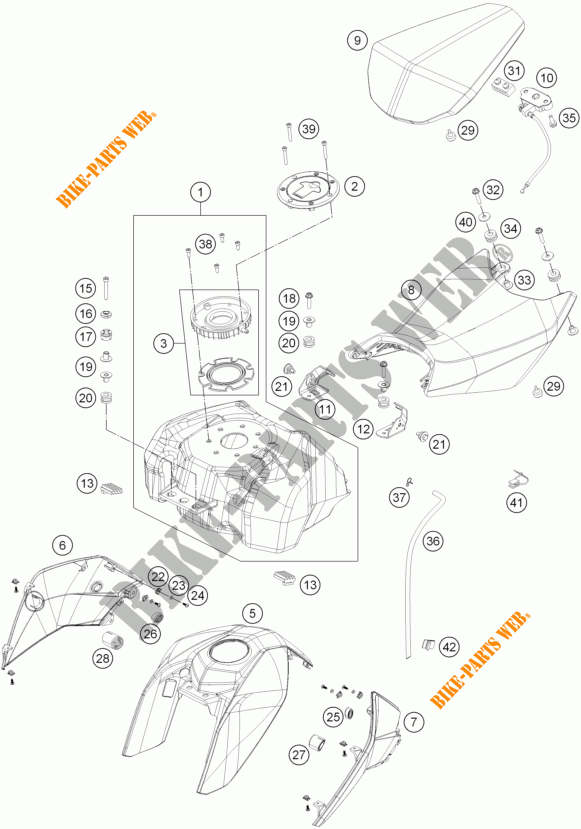 SERBATOIO / SELLA per KTM 390 DUKE WHITE ABS 2013