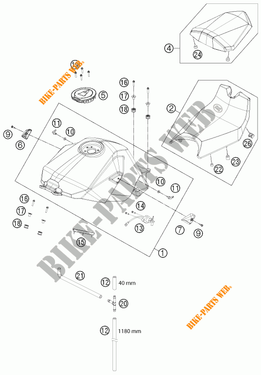 SERBATOIO / SELLA per KTM 1190 RC8 R WHITE 2014