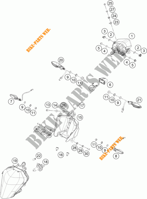 FARO / FANALE per KTM 250 DUKE ORANGE NON ABS 2017
