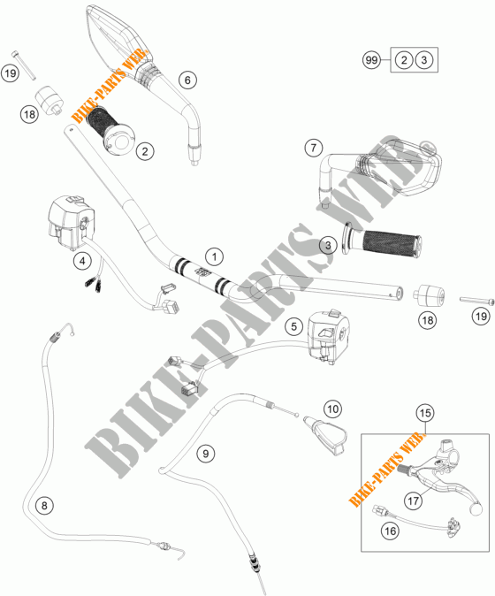 MANUBRIO / COMANDI per KTM 250 DUKE BLACK ABS 2015