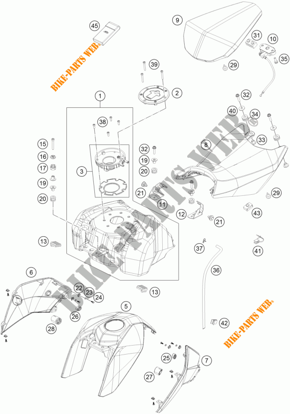 SERBATOIO / SELLA per KTM 250 DUKE BLACK ABS 2015
