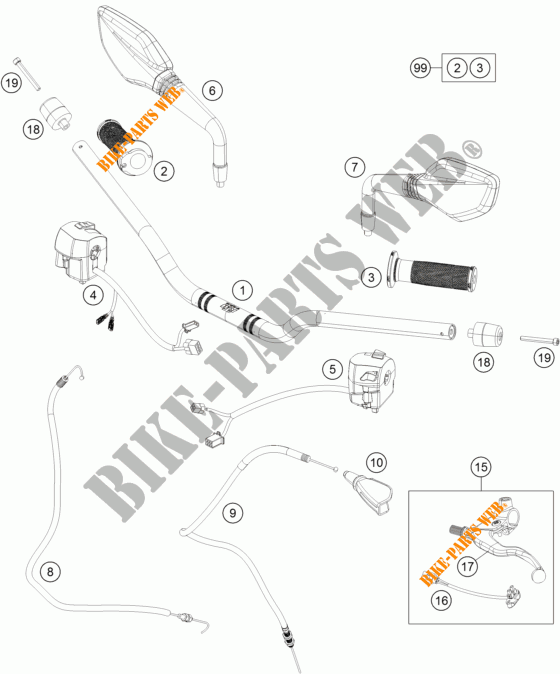 MANUBRIO / COMANDI per KTM 250 DUKE WHITE ABS 2015