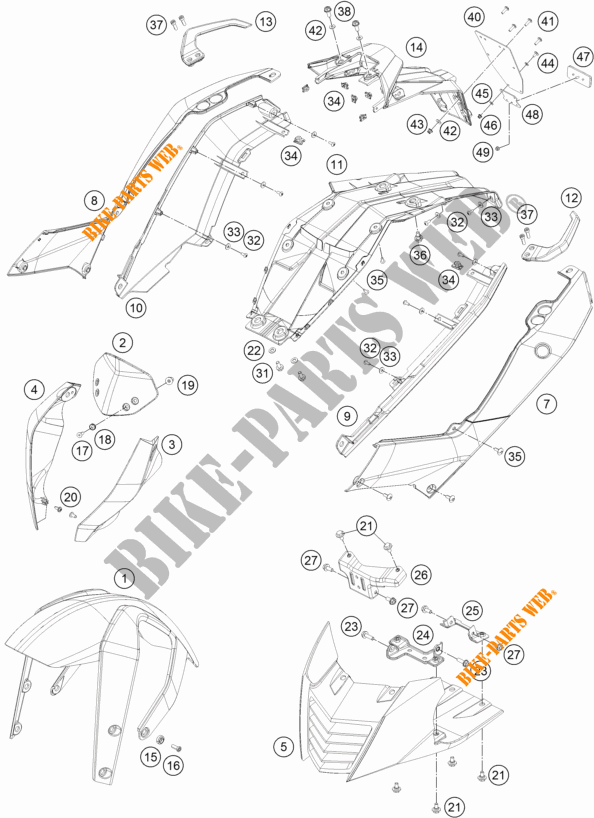 PLASTICHE per KTM 250 DUKE WHITE ABS 2015