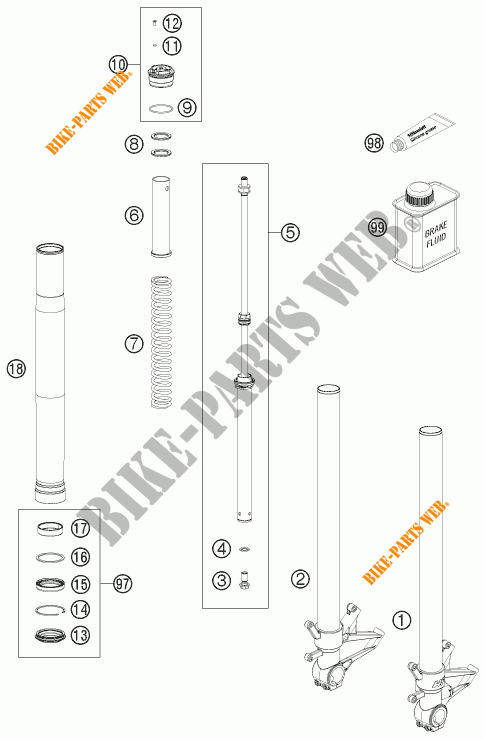 FORCELLA ANTERIORE (COMPONENTI) per KTM 1190 RC8 R WHITE 2013