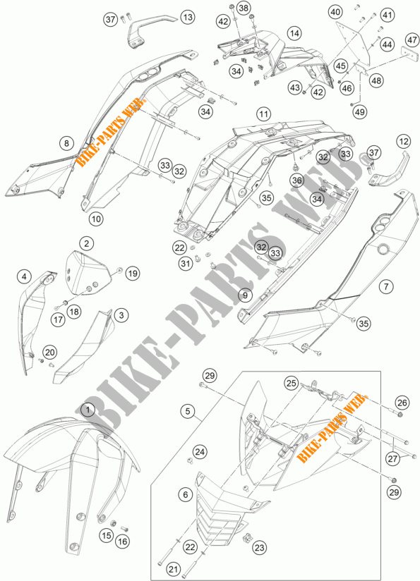 PLASTICHE per KTM 200 DUKE WHITE NON ABS 2017