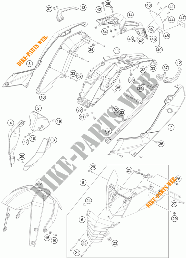 PLASTICHE per KTM 125 DUKE WHITE ABS 2016