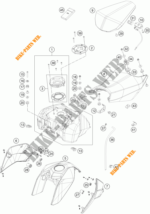 SERBATOIO / SELLA per KTM 125 DUKE WHITE ABS 2016