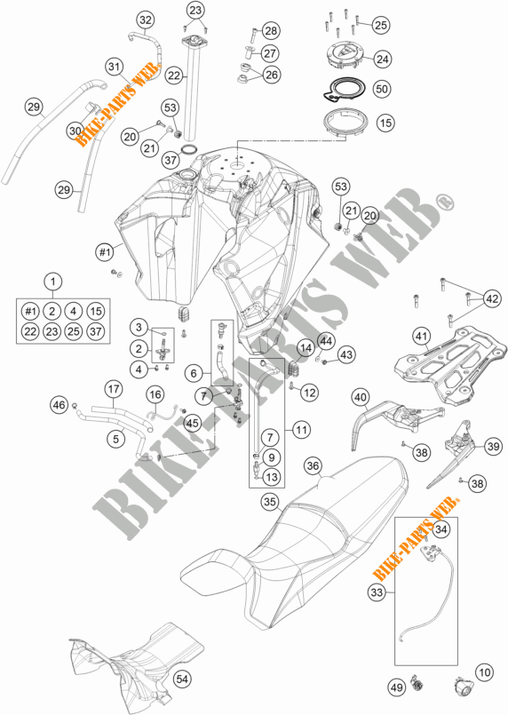 SERBATOIO / SELLA per KTM 1290 SUPER ADVENTURE R TKC 2018